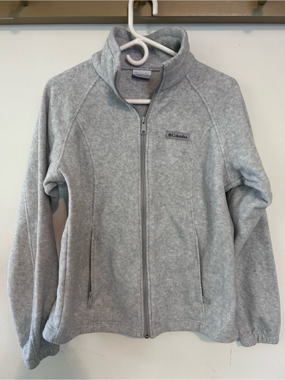 Columbia Women's Light Gray Full-Zip Teddy Fleece Jacket